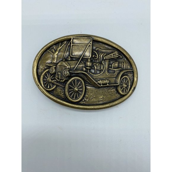 Avon Americana Heavy Metal Model T Ford Car Belt Buckle Vintage Rare Oval - Picture 3 of 6